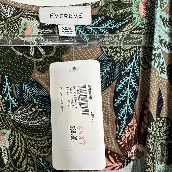 Evereve Maxi Wrap Kimono Size S Mindy Green Floral - Picture 10 of 14